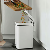 SOGA Foot Pedal Stainless Steel Square Trash Bin White 6L