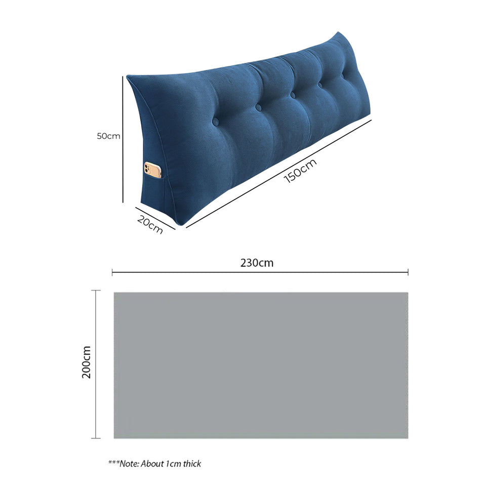 SOGA Home & Living Bundle – Blue Triangular Wedge Pillow & Blue Striped Flannel Throw