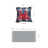 SOGA Christmas Bundle – 2 Multicolor Plaid Antler Pillow & Blue Zigzag Knitted Throw Blanket