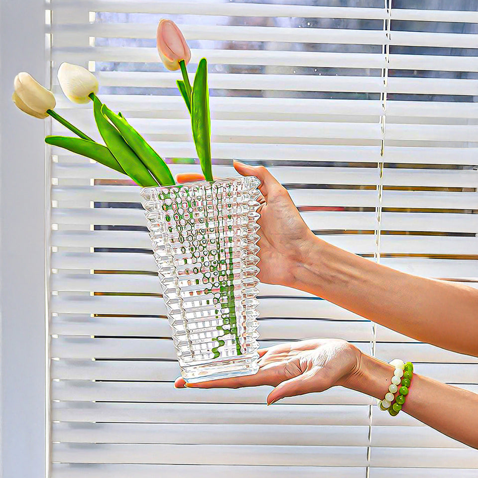 SOGA 28cm Handcrafted Clear Glass Vase Classic Design for Home Decor