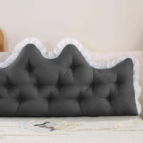SOGA 2x150cm Crown Pillows Tufted Charcoal Headboard Cushion Set
