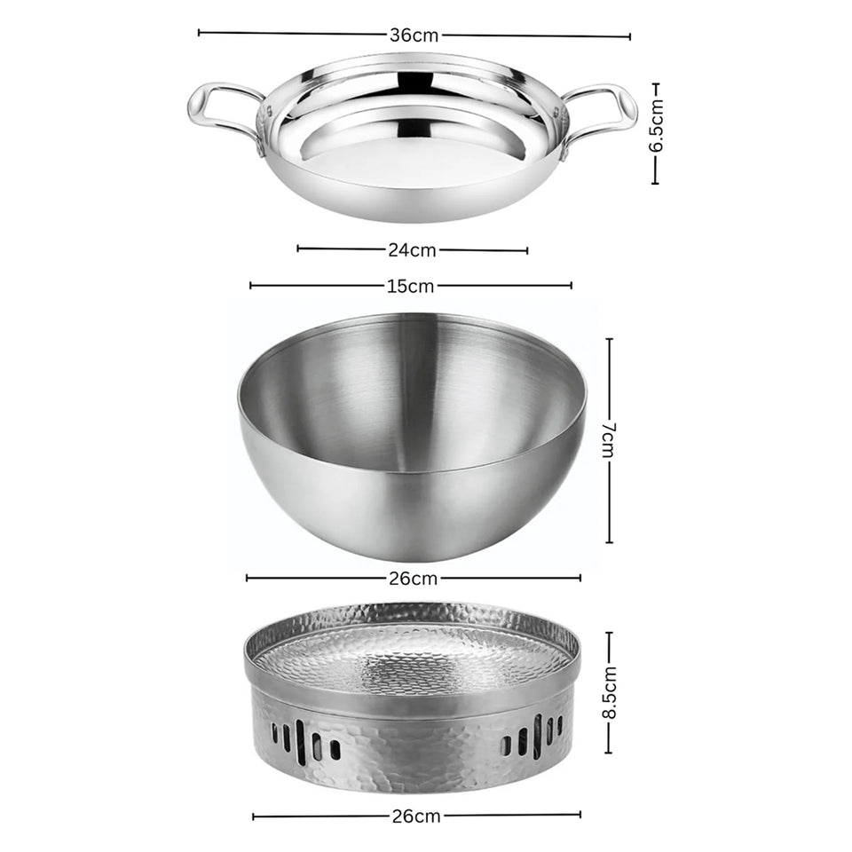 SOGA Kitchenware Bundle – Silver Dry Pots & Elegant Salad Bowl for Essential Kitchen Use