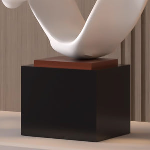 SOGA 41cm White Abstract Sculpture Loop-Inspired Art with Black Base for Home Decor
