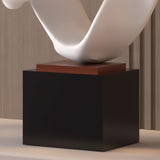 SOGA 41cm White Abstract Sculpture Loop-Inspired Art with Black Base for Home Decor