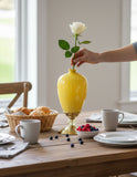 SOGA 40cm Ceramic Oval Flower Vase with Gold Metal Base Yellow