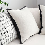 SOGA 50cm Classic Natural Linen Black Piped Edge Decorative Throw Pillow