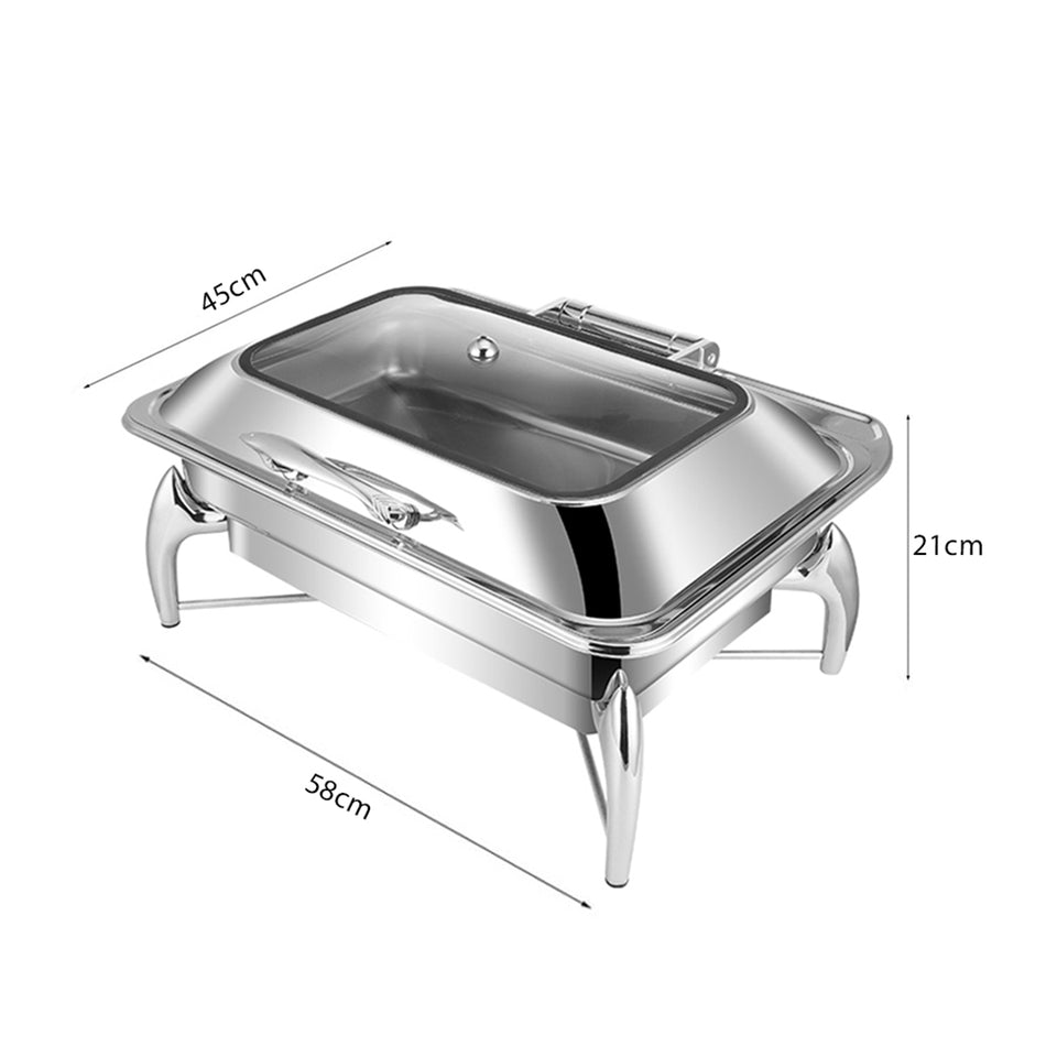 SOGA 2X Stainless Steel Rectangular Chafing Dish Tray Buffet Cater Food Warmer Chafer with Top Lid