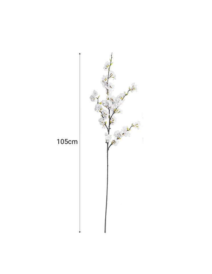 SOGA 51cm Blue Glass Tall Floor Vase and 10pcs White Artificial Fake Flower Set