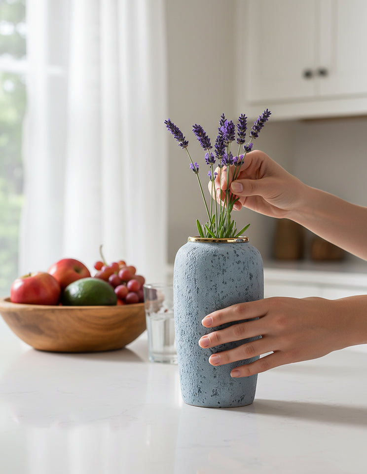 SOGA 35x17cm Grey Large Ceramic Flower Vase Elegant Living Room Home Decor