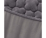 SOGA 2X Grey 153cm Wide Mattress Cover Thick Quilted Fleece Stretchable Clover Design Bed Spread Sheet Protector with Pillow Covers