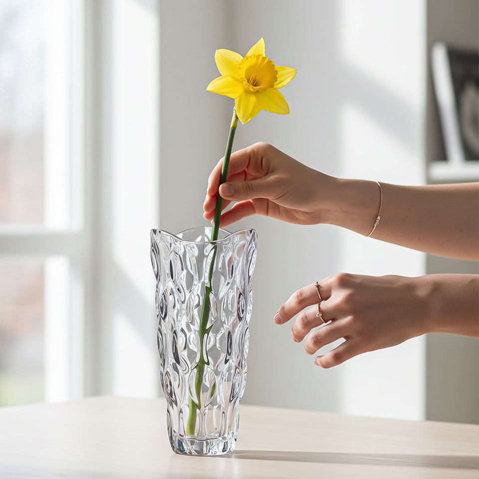 SOGA 30cm Glass Grey Vase Crystal VASE Thick Modern, Home Decor