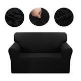 SOGA 2-Seater Black Sofa Cover Couch Protector High Stretch Lounge Slipcover Home Decor