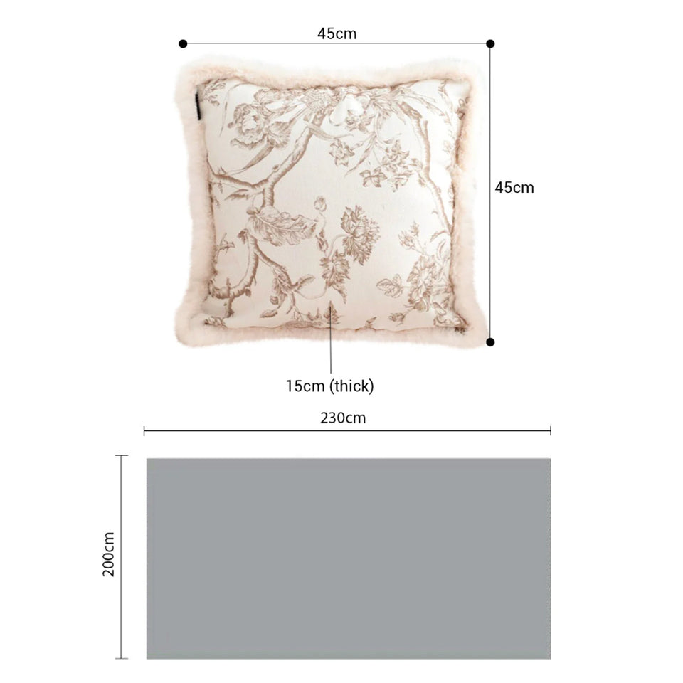 SOGA Home & Living Bundle – 2 Light Luxury French Plush Pillow & Camel Fuzzy Throw Blanket