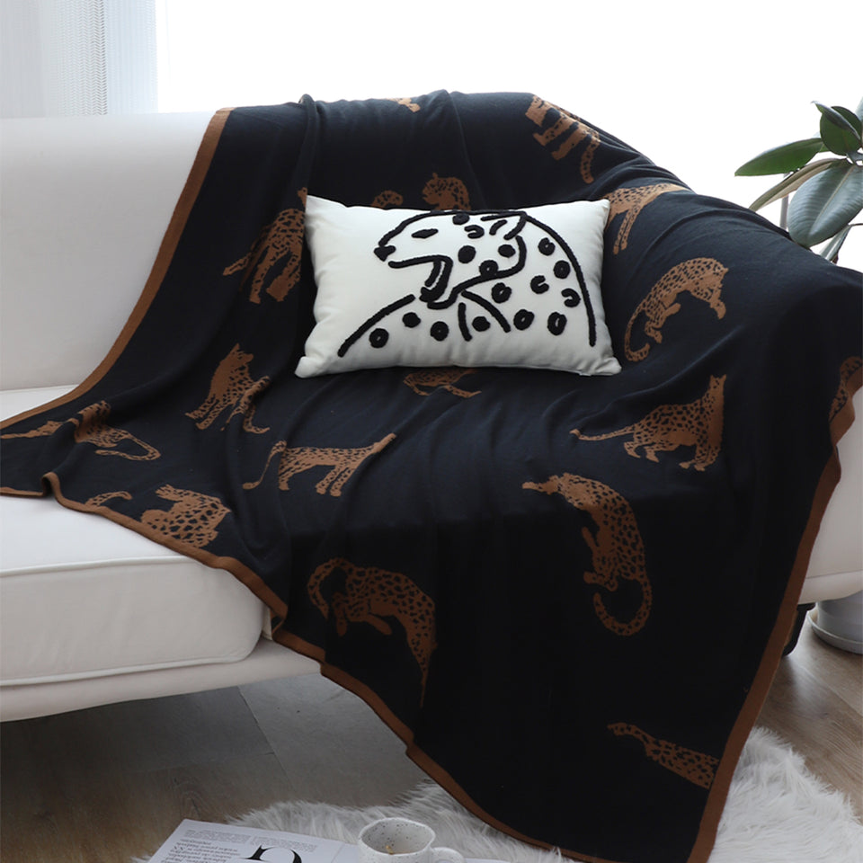 SOGA 2X Black Brown Animal Print Throw Blanket 130x180cm Polyester