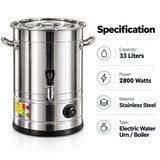 SOGA 33L 2200W Stainless Steel Commercial Hot Water Urn