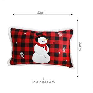 SOGA 30cm Red Christmas Snowman Lumbar Throw Pillow