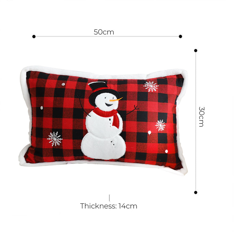 SOGA 30cm Red Christmas Snowman Lumbar Throw Pillow