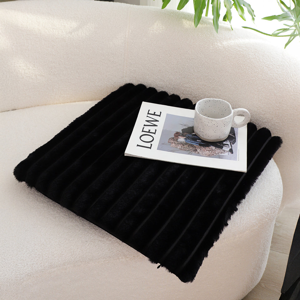 SOGA 2X Black Corduroy Square Cushion Soft Leaning Plush Backrest Throw Seat Pillow