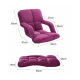 SOGA Foldable Lounge Cushion Adjustable Floor Lazy Recliner Chair with Armrest - Magenta