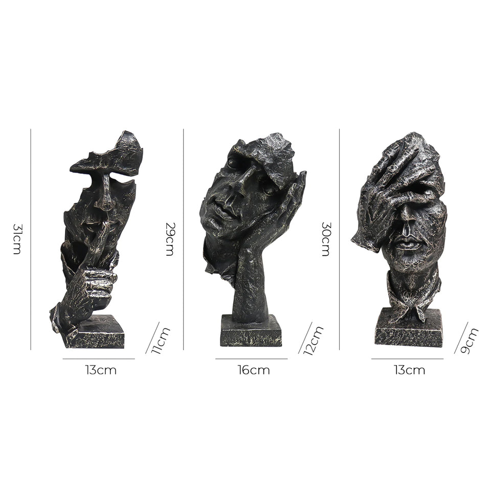 SOGA Home & Living Bundle – Abstract Resin Face Sculptures for Modern Art Home Decor