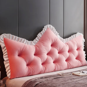 SOGA 2x90cm Crown Pillows Tufted Pink Headboard Cushion Set