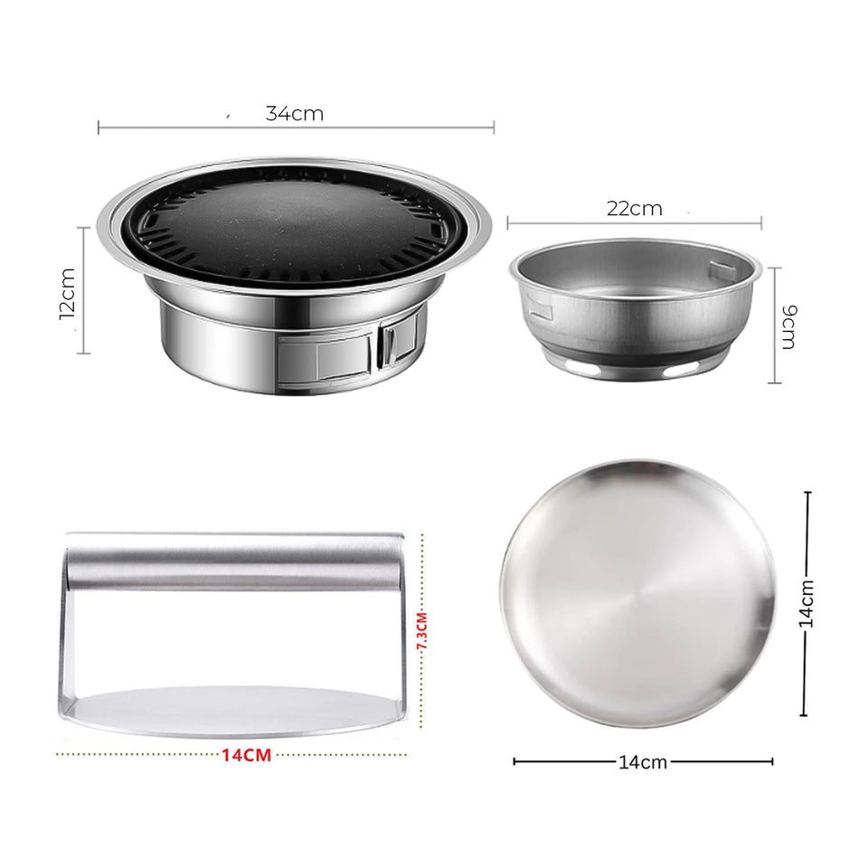 SOGA Kitchenware Bundle – Stainless Steel BBQ Grill, Burger Press & Premium Grilling Plate