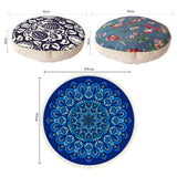 SOGA Home & Living Bundle – Polyester-Cotton Pillows & Blue Mandala Round Carpet Decor