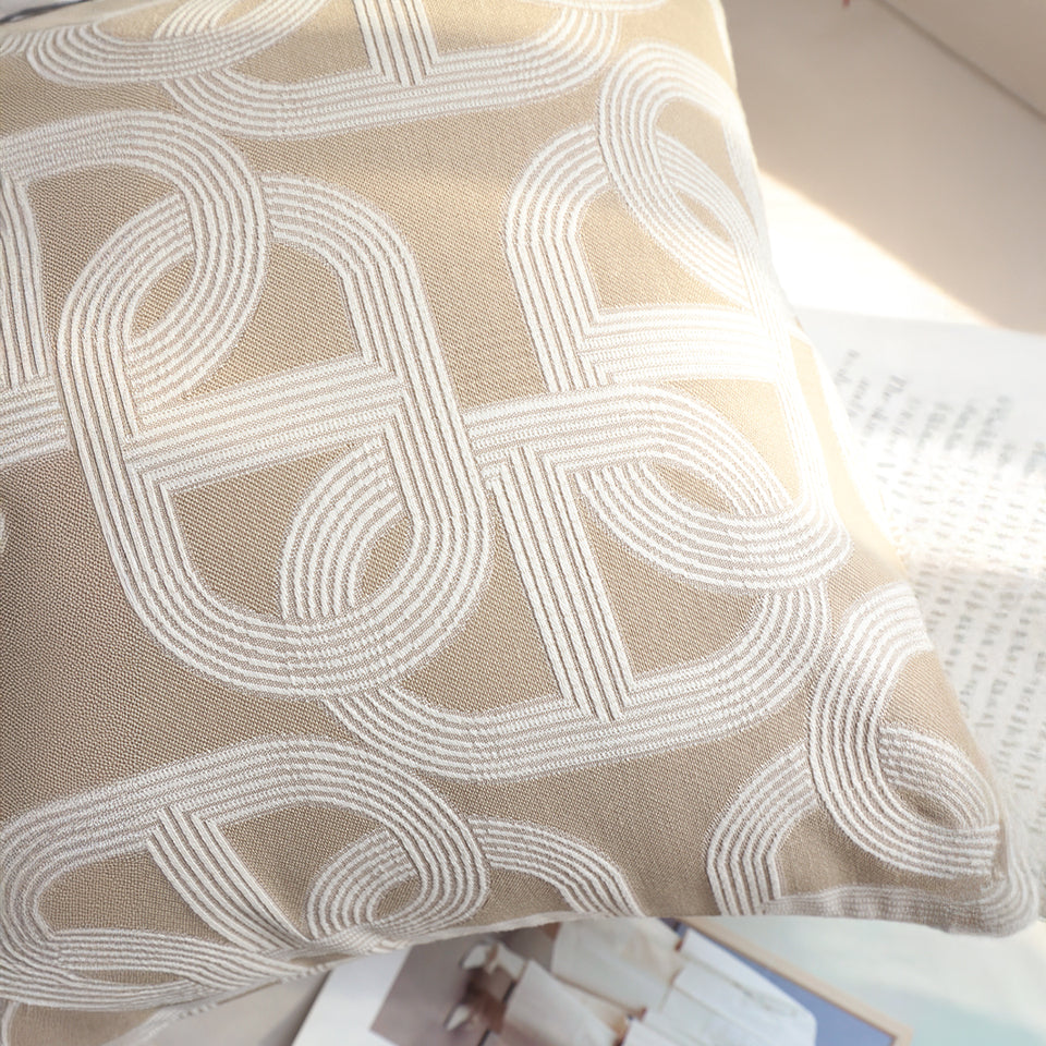 SOGA 50cm Throw Pillow Beige Interlocking Geometric Pattern Modern Accent for Home Décor