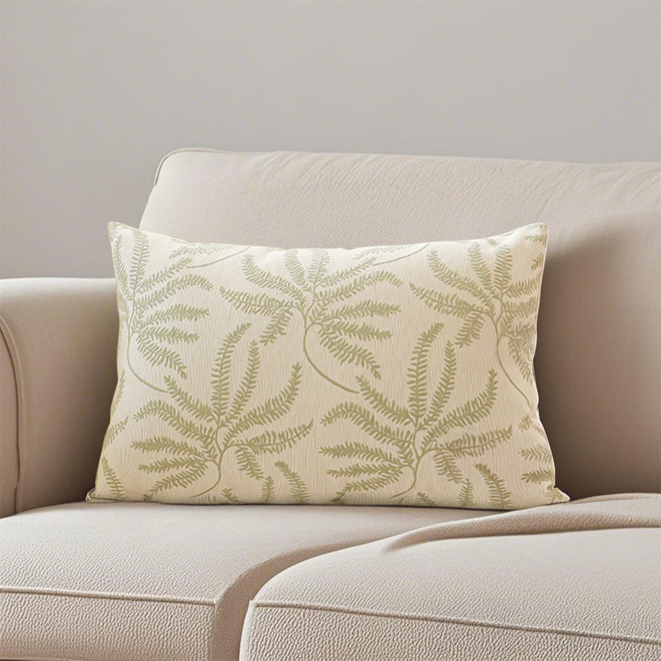 SOGA 2X 35cm Botanical Green Fern Leaf Embroidered Decorative Throw Pillow