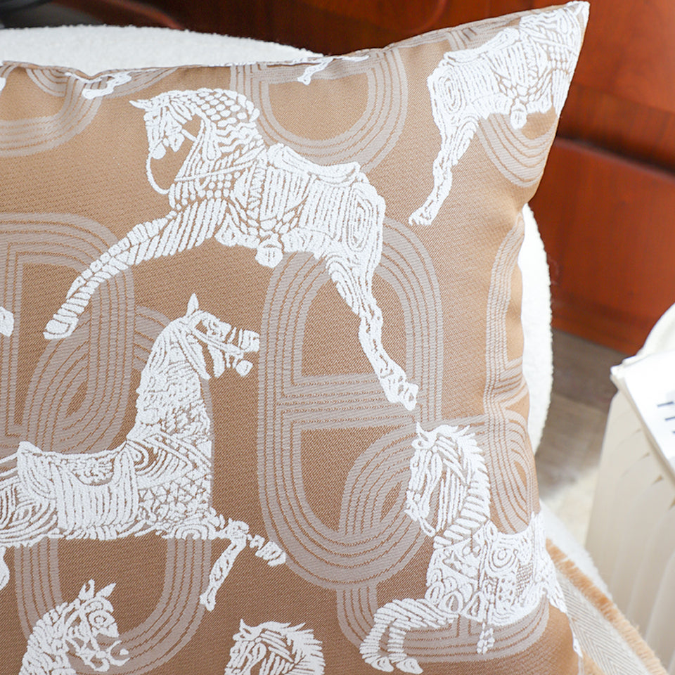 SOGA 2X 50cm Bohemian Camel Brown White Horse Pattern Throw Pillow