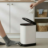 SOGA 2X Foot Pedal Stainless Steel U Shape Trash Bin White 10L