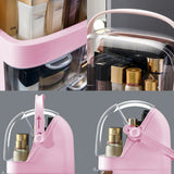 SOGA 2X 3 Tier Pink Countertop Makeup Cosmetic Storage Organiser Skincare Holder Jewelry Storage Box with Handle