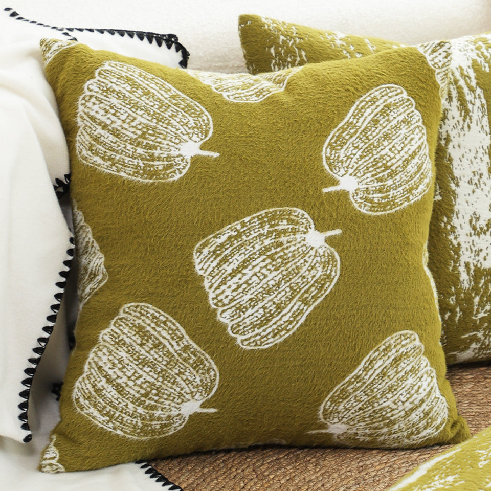 SOGA 50cm Throw Pillow Green Autumn Harvest Pumpkin Print Home Decor
