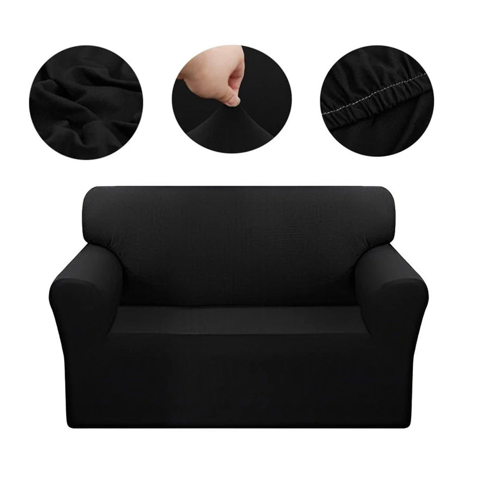 SOGA 1-Seater Black Sofa Cover Couch Protector High Stretch Lounge Slipcover Home Decor
