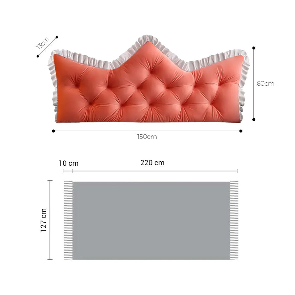 SOGA Home & Living Bundle – Pink Tufted Crown Pillow & Orange Acrylic Knitted Throw Blanket
