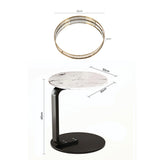 SOGA Home & Living Bundle – White Marble Mini Side Table & Gold Round Mirror Tray Organizer