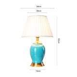 SOGA 2X Ceramic Oval Table Lamp with Gold Metal Base Desk Lamp Blue