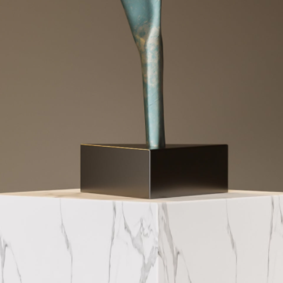 SOGA 65cm Gray Modern Abstract Dancer Sculpture with Black Base for Home Decor