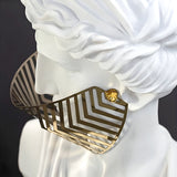SOGA 45cm White Classical Bust Sculpture Resin with Gold Striped Mask for Modern Home Decor