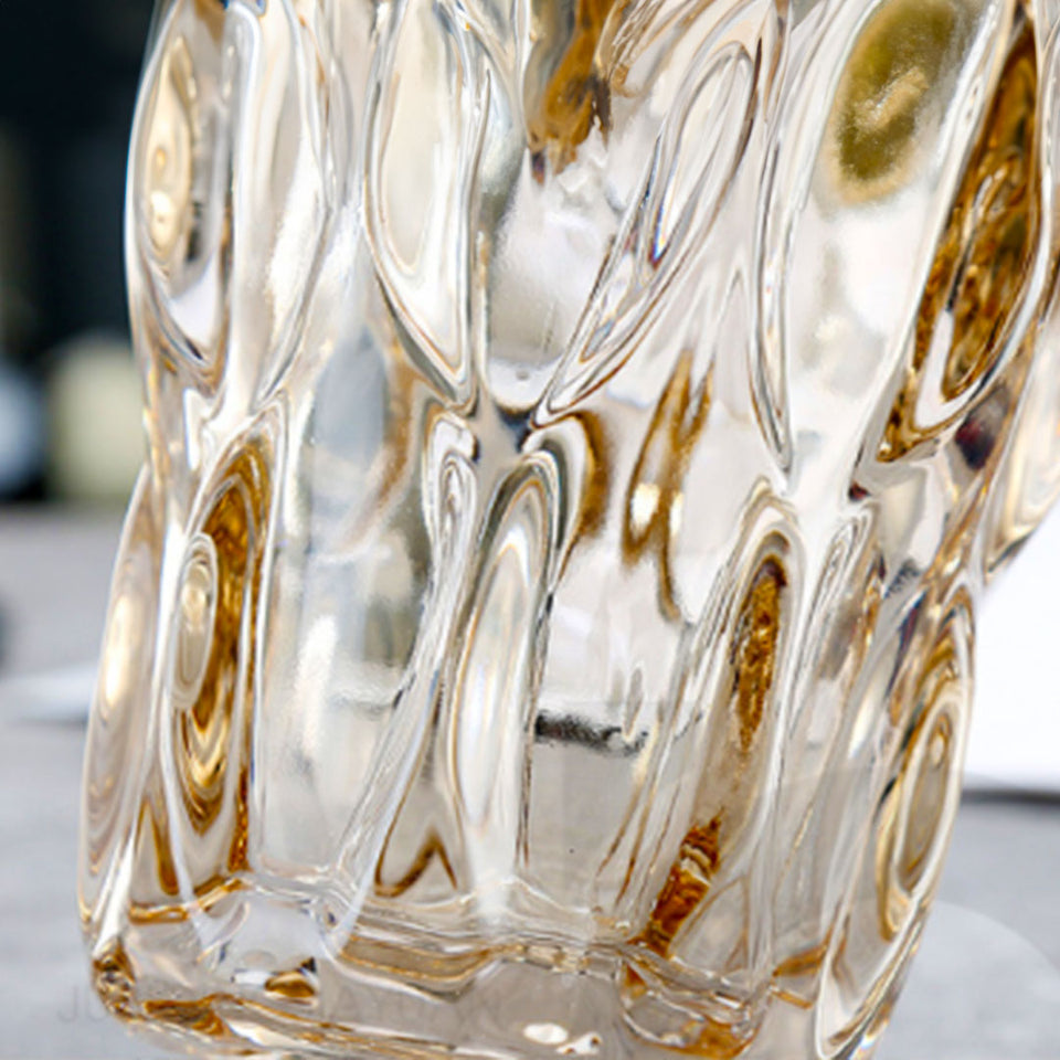 SOGA 29.8cm Golden Amber Glass Crystal Vase Elegant Modern Home Decor