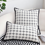 SOGA 2X 50cm Moroccan Black Cross Pattern Black Trim Decorative Throw Pillow