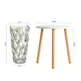 SOGA Home & Living Bundle – White Side Coffee Table & Clear Glass Vase for Modern Home Decor