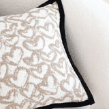 SOGA 50cm Elegant Beige Scrollwork Pattern Black Trim Decorative Throw Pillow