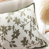SOGA Floral Cushion 45cm White Green Leaf Botanical Pattern Decorative Throw Pillow