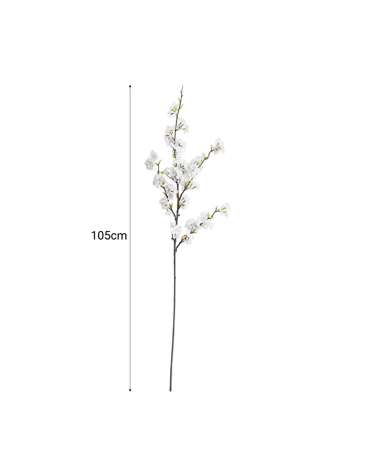 SOGA 67cm Blue Glass Tall Floor Vase with 10pcs White Artificial Fake Flower Set