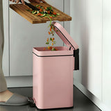 SOGA Foot Pedal Stainless Steel Square Trash Bin Pink 6L