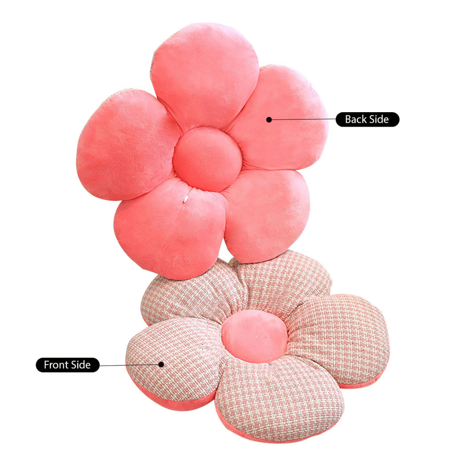 SOGA 2X Pink Flower Cushion Shaped for Floor and Sitting Throw Pillow