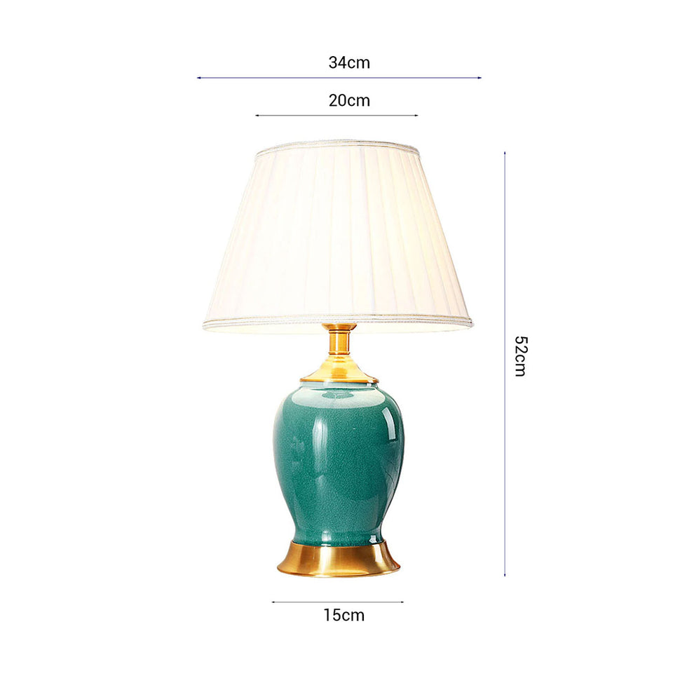 SOGA 4X Ceramic Oval Table Lamp with Gold Metal Base Desk Lamp Green