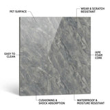 SOGA Peel & Stick Floor and Wall Tiles 30 x 30cm 10 Pack Grey Faux Marble