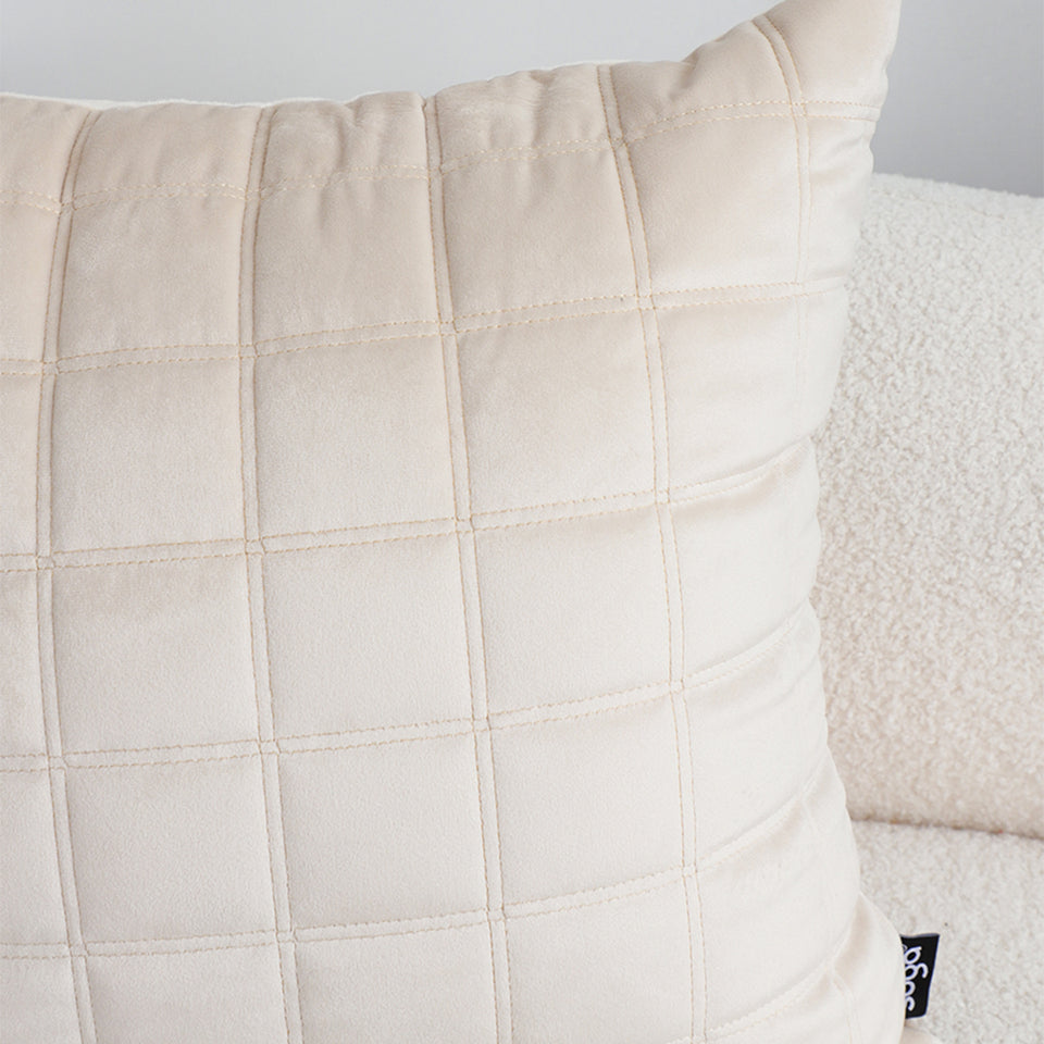 SOGA 2X 50cm Beige Quilted Grid Pattern Decorative Throw Pillow